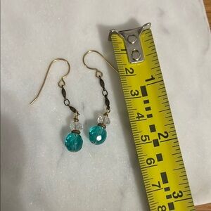 Elegant Gold and Blue Dangle Earrings